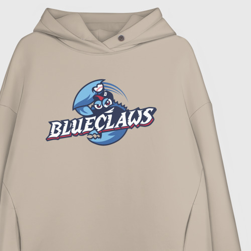 Женское худи Oversize хлопок Jersey shore Blue claws - baseball team, цвет миндальный - фото 3