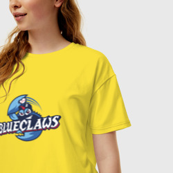 Женская футболка хлопок Oversize Jersey shore Blue claws - baseball team - фото 2