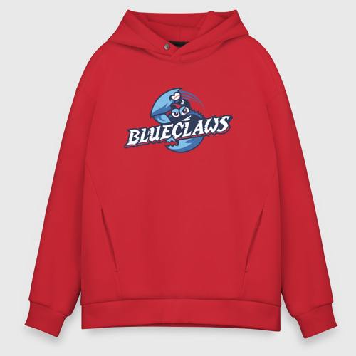 Мужское худи Oversize хлопок Jersey shore Blue claws - baseball team, цвет красный