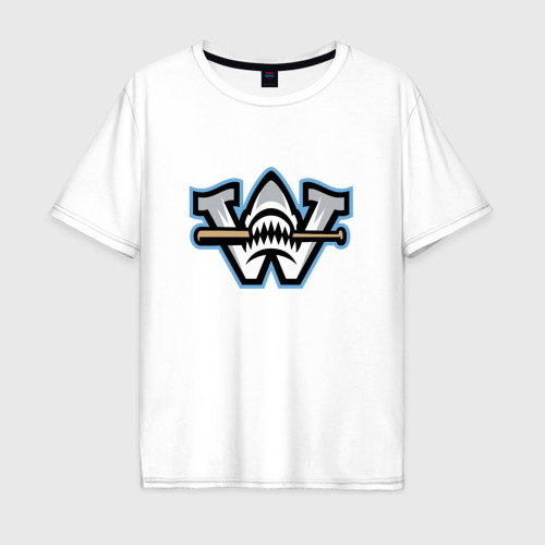 Мужская футболка оверсайз из хлопка с принтом Wilmington Sharks - baseball team, вид спереди №1