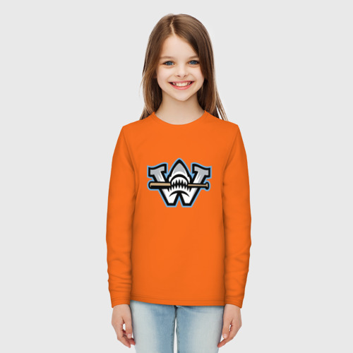 Детский лонгслив хлопок Wilmington Sharks - baseball team, цвет оранжевый - фото 5