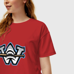 Женская футболка хлопок Oversize Wilmington Sharks - baseball team - фото 2