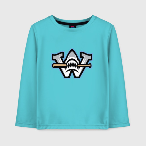 Детский лонгслив хлопок Wilmington Sharks - baseball team, цвет бирюзовый