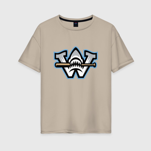 Женская футболка хлопок Oversize Wilmington Sharks - baseball team, цвет миндальный