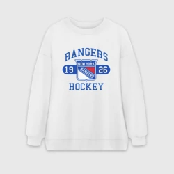 Женский свитшот oversize без начеса хлопок Нью Йорк Рейнджерс, New York Rangers
