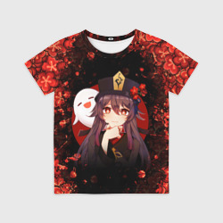 Детская футболка 3D Genshin Impact HU Tao Геншин Импакт Ху Тао flowers