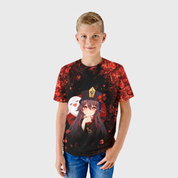Детская футболка 3D Genshin Impact HU Tao Геншин Импакт Ху Тао flowers - фото 2