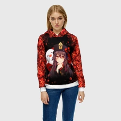 Женская толстовка 3D Genshin Impact HU Tao Геншин Импакт Ху Тао flowers - фото 2