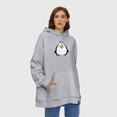 Худи SuperOversize хлопок Глазастый пингвин, цвет меланж - фото 3