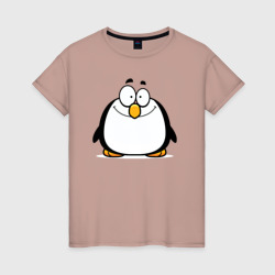 Женская футболка хлопок Глазастый пингвин
