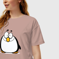 Женская футболка хлопок Oversize Глазастый пингвин - фото 2