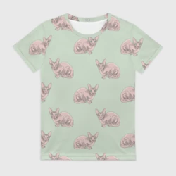 Женская футболка 3D Сфинкс коты паттерн