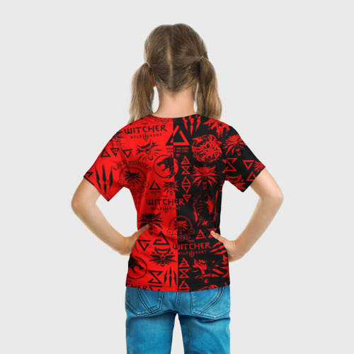 Детская футболка 3D The Witcher logobombing black red, цвет 3D печать - фото 6