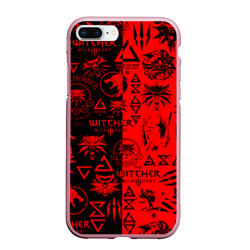 Чехол для iPhone 7Plus/8 Plus матовый The Witcher logobombing black red