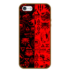 Чехол для iPhone 5/5S матовый The Witcher logobombing black red