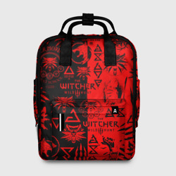 Женский рюкзак 3D The Witcher logobombing black red