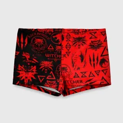Детские купальные плавки 3D The Witcher logobombing black red