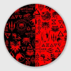 Круглый коврик для мышки The Witcher logobombing black red