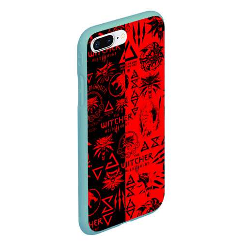 Чехол для iPhone 7Plus/8 Plus матовый The Witcher logobombing black red, цвет мятный - фото 3