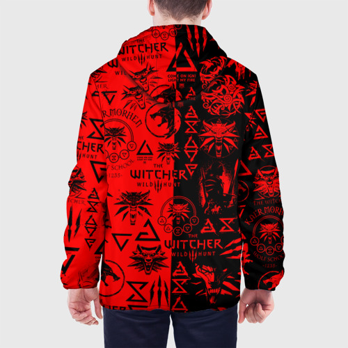 Мужская куртка 3D с принтом THE WITCHER LOGOBOMBING BLACK RED, вид сзади #2