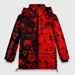 Женская зимняя куртка Oversize The Witcher logobombing black red