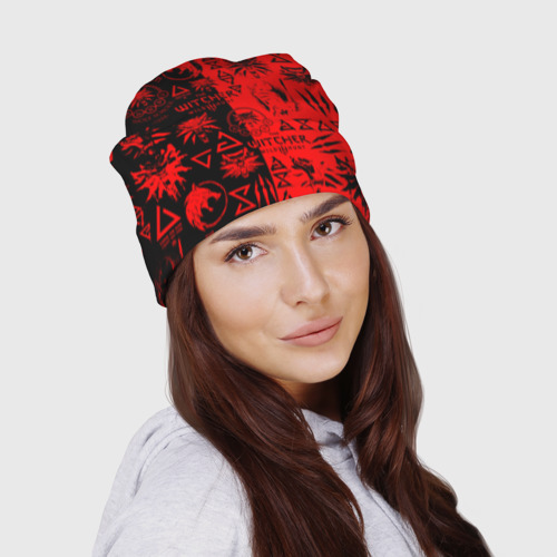 Шапка 3D The Witcher logobombing black red - фото 3