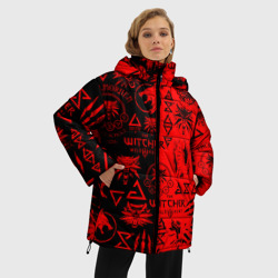 Женская зимняя куртка Oversize The Witcher logobombing black red - фото 2