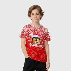 Детская футболка 3D Roblox новогодний smile 2022 - фото 5
