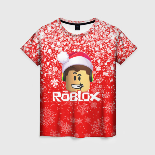 Женская футболка 3D Roblox новогодний smile 2022, цвет 3D печать