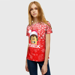 Женская футболка 3D Roblox новогодний smile 2022 - фото 2