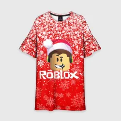 Детское платье 3D Roblox новогодний smile 2022