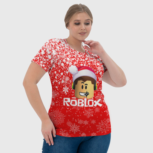 Женская футболка 3D Roblox новогодний smile 2022, цвет 3D печать - фото 6