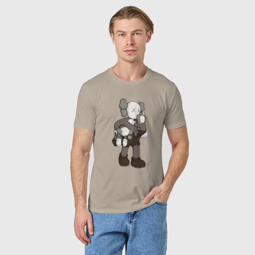 Мужская футболка хлопок KAWS, цвет миндальный - фото 3