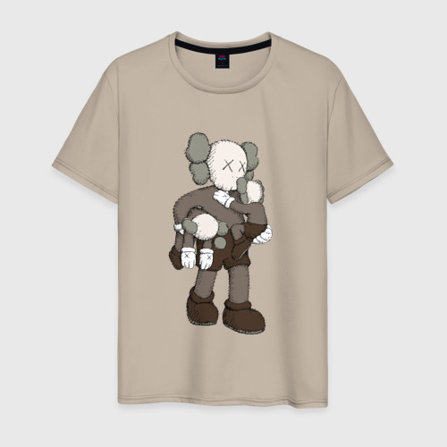 Мужская футболка хлопок KAWS, цвет миндальный