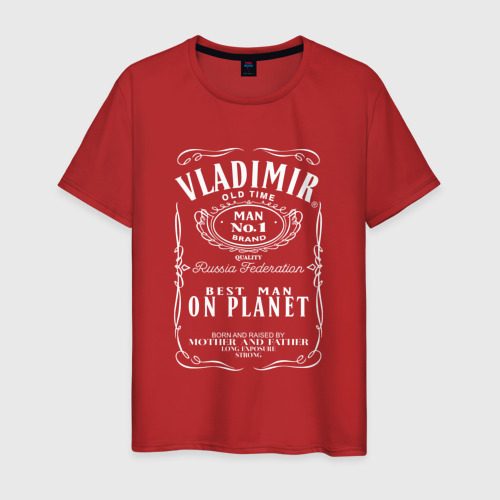 Мужская футболка хлопок Владимир в стиле Джек Дэниэлс, цвет красный