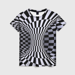 Женская футболка 3D Оптическая Иллюзия, черно белая