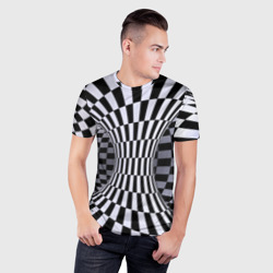 Мужская футболка 3D Slim Оптическая Иллюзия, черно белая - фото 2