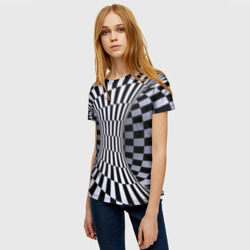 Женская футболка 3D Оптическая Иллюзия, черно белая - фото 2