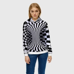 Женская толстовка 3D Оптическая Иллюзия, черно белая - фото 2