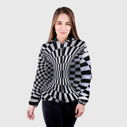Женская куртка 3D Оптическая Иллюзия, черно белая - фото 2