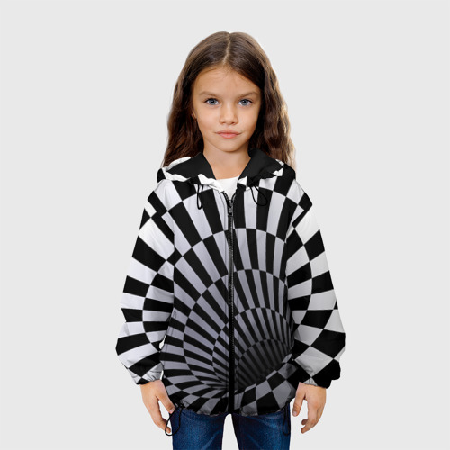 Детская куртка 3D Оптическая Иллюзия, черно-белая, цвет черный - фото 4