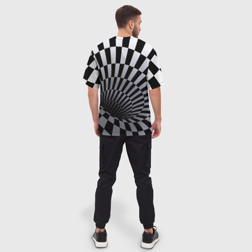 Мужская футболка oversize 3D Оптическая Иллюзия, черно-белая, цвет 3D печать - фото 4