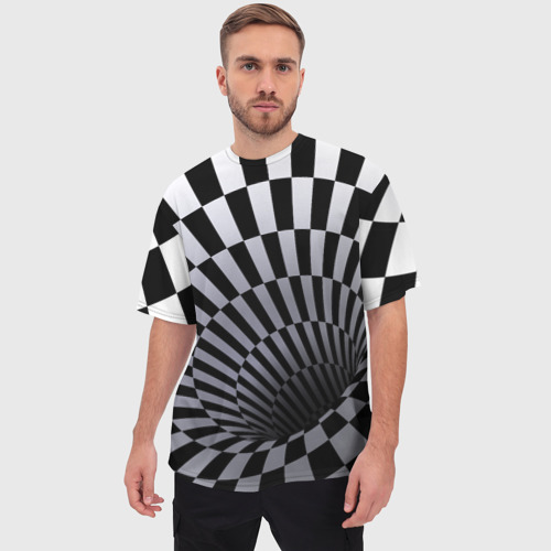 Мужская футболка oversize 3D Оптическая Иллюзия, черно-белая, цвет 3D печать - фото 3