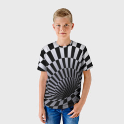 Детская футболка 3D Оптическая Иллюзия, черно-белая - фото 2