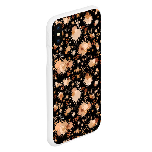 Чехол для iPhone XS Max матовый Кофейные пятна и зёрна кофе - фото 3