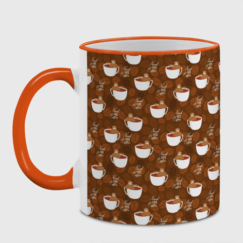 Кружка с полной запечаткой Need More Coffee (Нужно Больше Кофе), цвет Кант оранжевый - фото 2