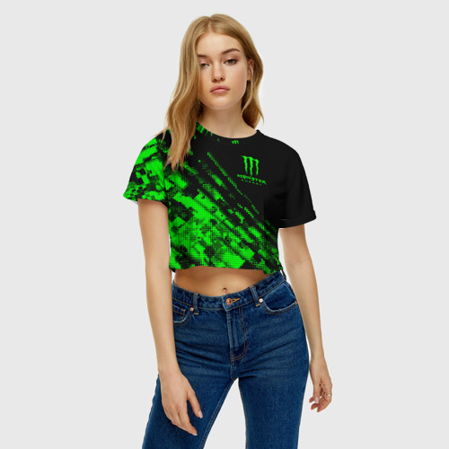 Женская футболка Crop-top 3D Monster Energy Текстура, цвет 3D печать - фото 4