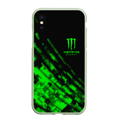 Чехол для iPhone XS Max матовый Monster Energy Текстура, цвет салатовый