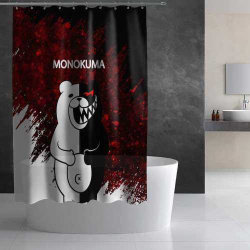 Штора 3D для ванной Monokuma капли крови. - фото 3