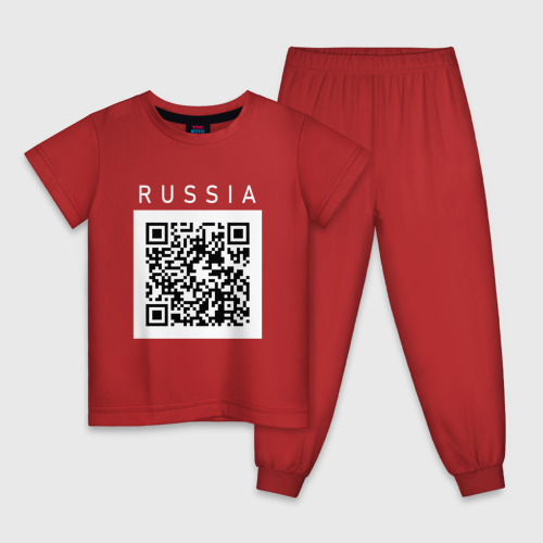 Детская пижама хлопок QR - код - СССР, цвет красный